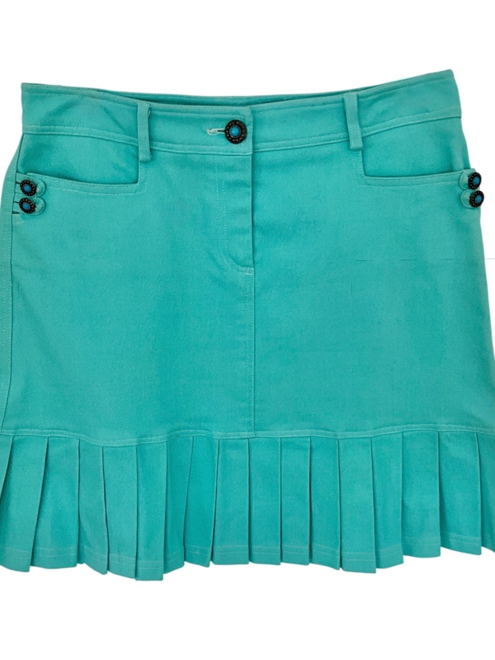 Turquoise Cotton Blend Pleated Mini Skirt Cynthia Steffe Size 4